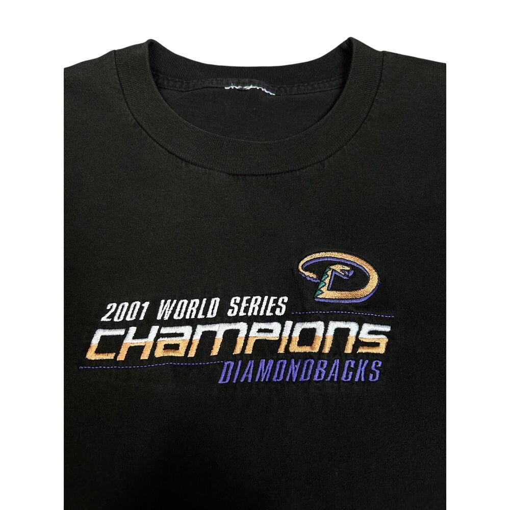 Vintage Arizona Diamondbacks T Shirt Mens 2XL Black Faded 2001 World Series CSA